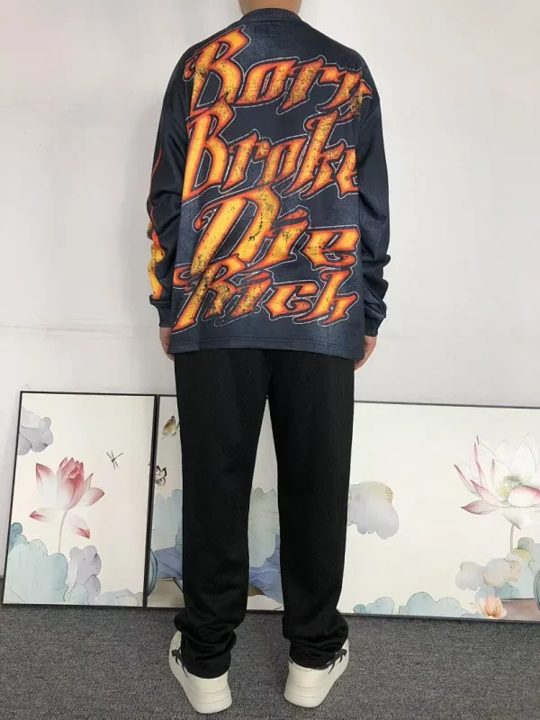 HELLSTAR Black Money Skull Bars Print Long Sleeve - full look