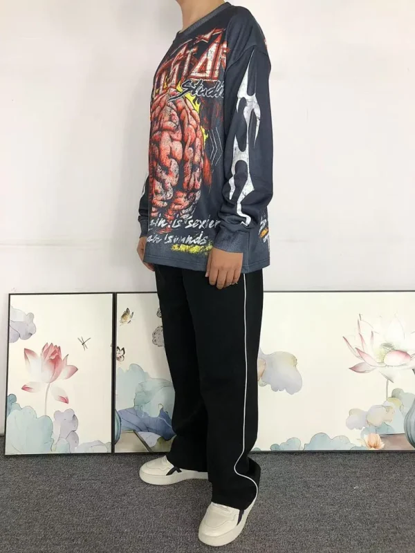 HELLSTAR Grey Brain Planet Long Sleeve - full look