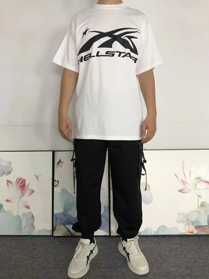 HELLSTAR White Black Circle Logo T-Shirt - print detail