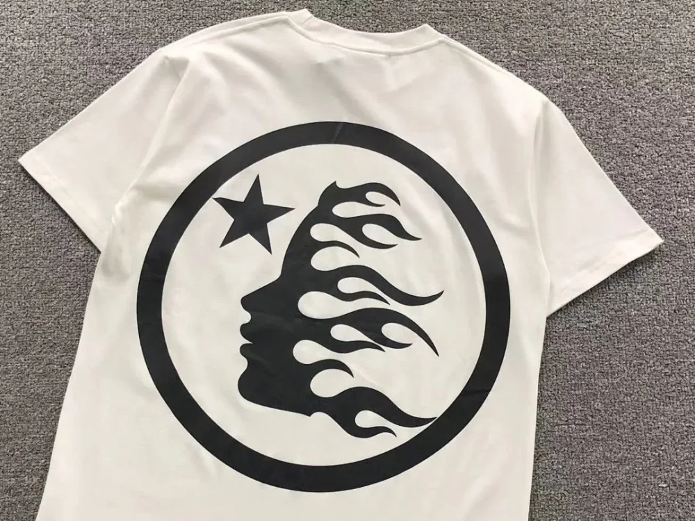 HELLSTAR White Black Circle Logo T-Shirt - size reference