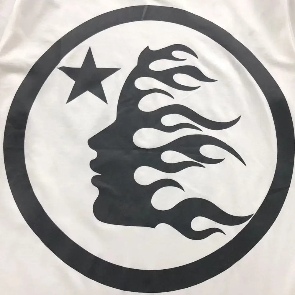 HELLSTAR White Black Circle Logo T-Shirt - styled shot