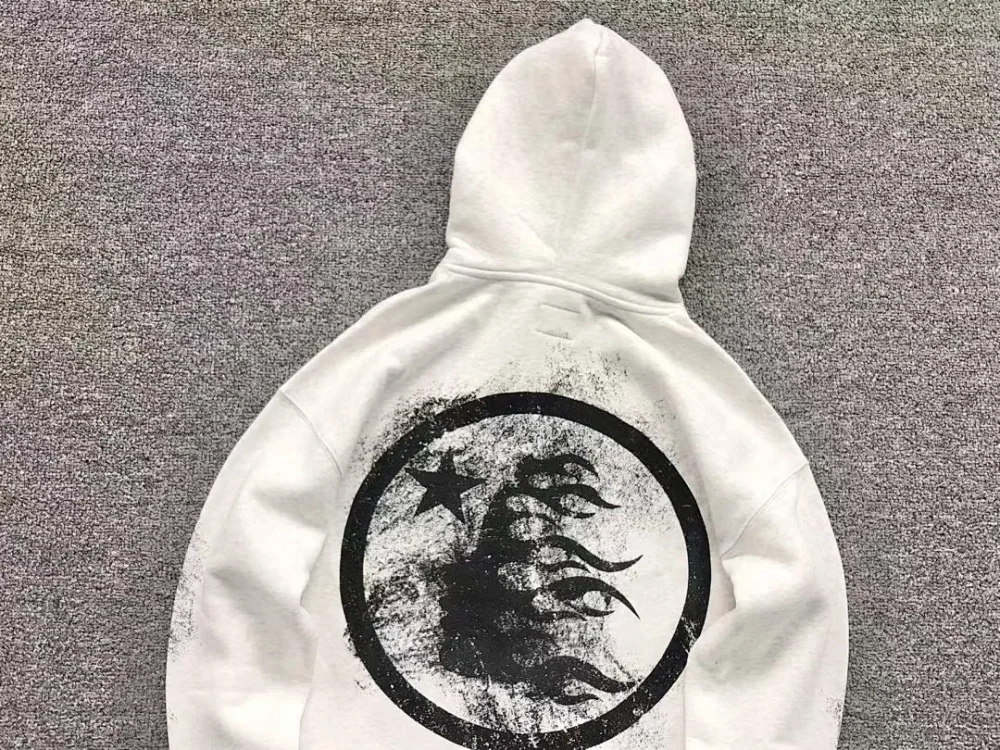 HELLSTAR White Circle Logo Hoodies Hoodie - styled shot