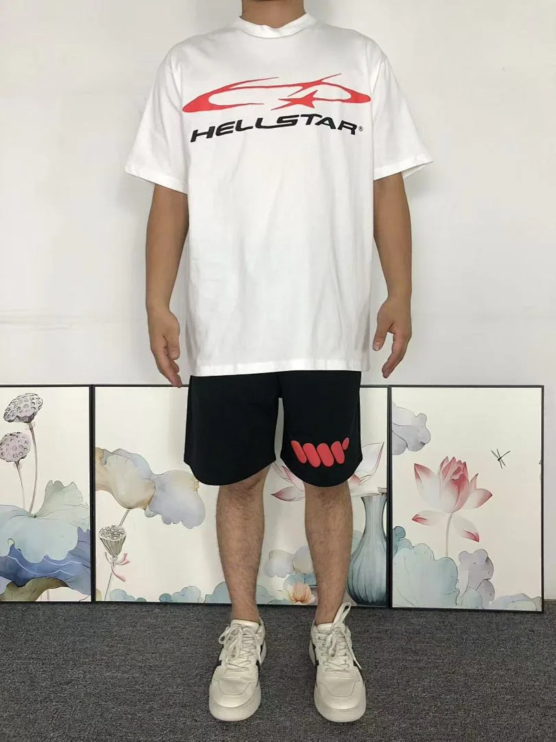 HELLSTAR White Black Circle Logo Print T-Shirt - print detail