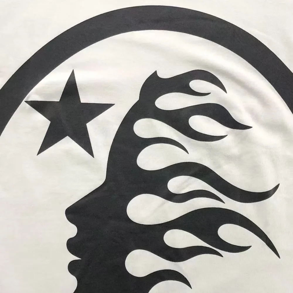 HELLSTAR White Black Circle Logo Print T-Shirt - fabric detail