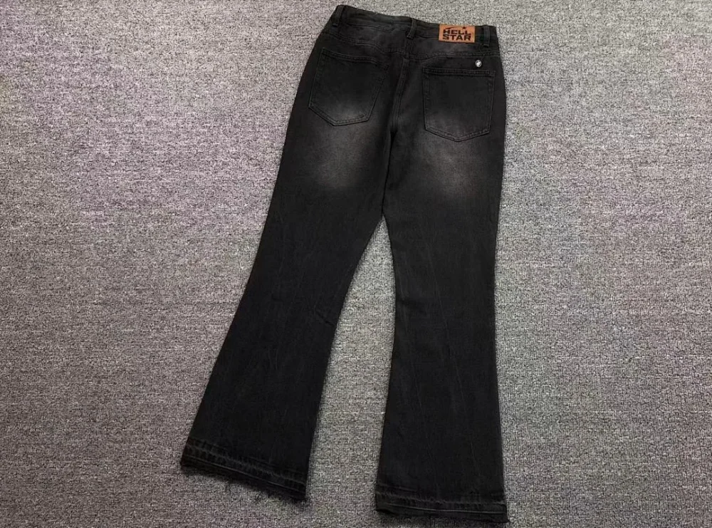 HELLSTAR Black Flared Jeans - fabric detail