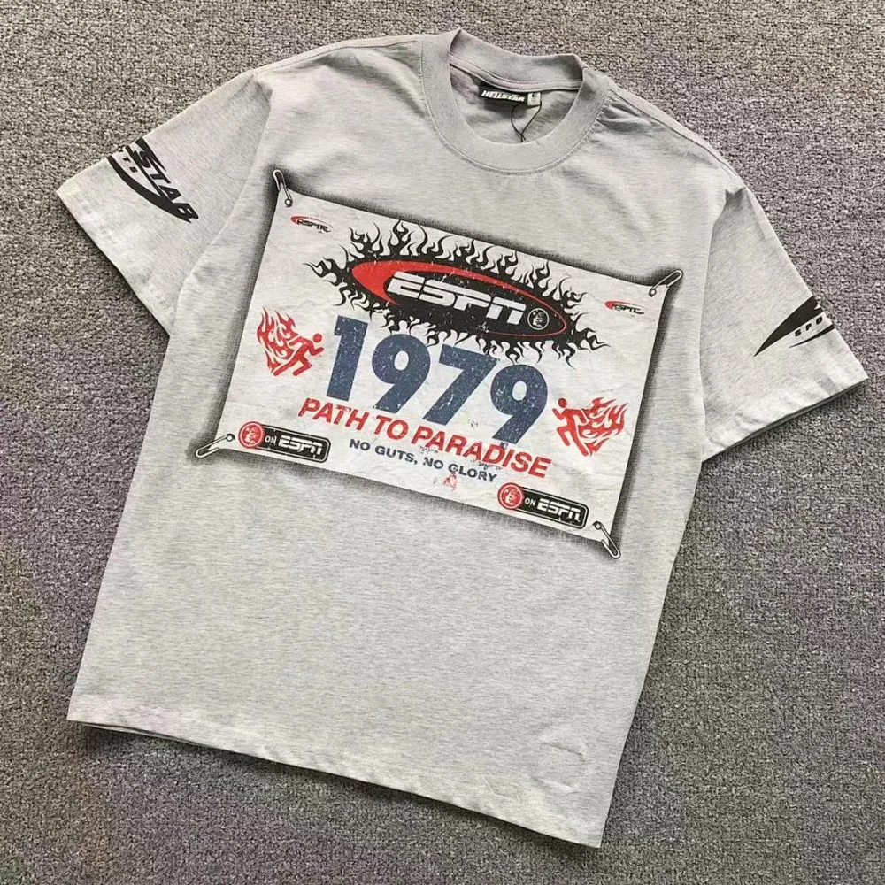 HELLSTAR Grey ESPN 1979 Badge T-Shirt - front view