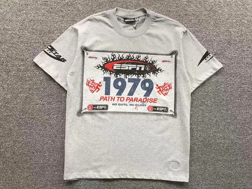 HELLSTAR Grey ESPN 1979 Badge T-Shirt - close-up detail