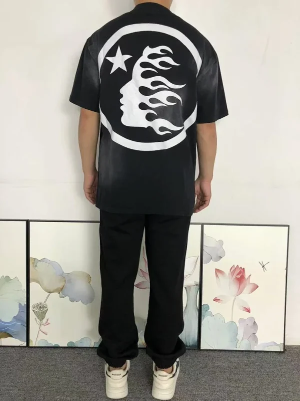 HELLSTAR Black White Big Circle Logo Graphic T-Shirt - full look