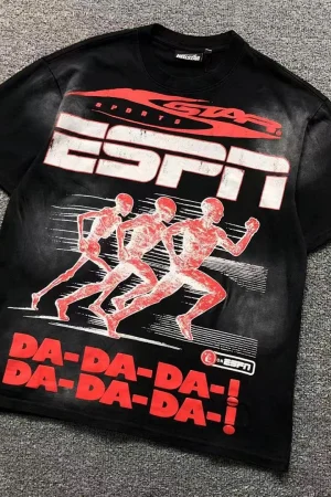 HELLSTAR Black ESPN Da-da-da Runners T-Shirt