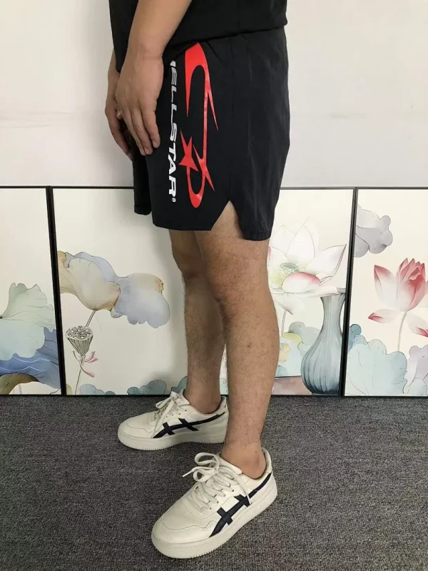 HELLSTAR Black Red Logo Shorts - full look