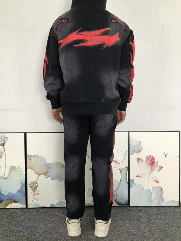 HELLSTAR Black Red Logo Hoodie Set - close-up detail