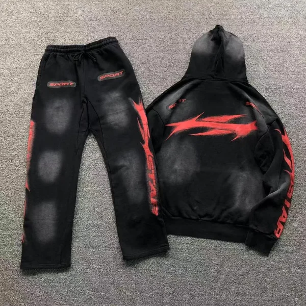 HELLSTAR Black Red Logo Hoodie Set - front view