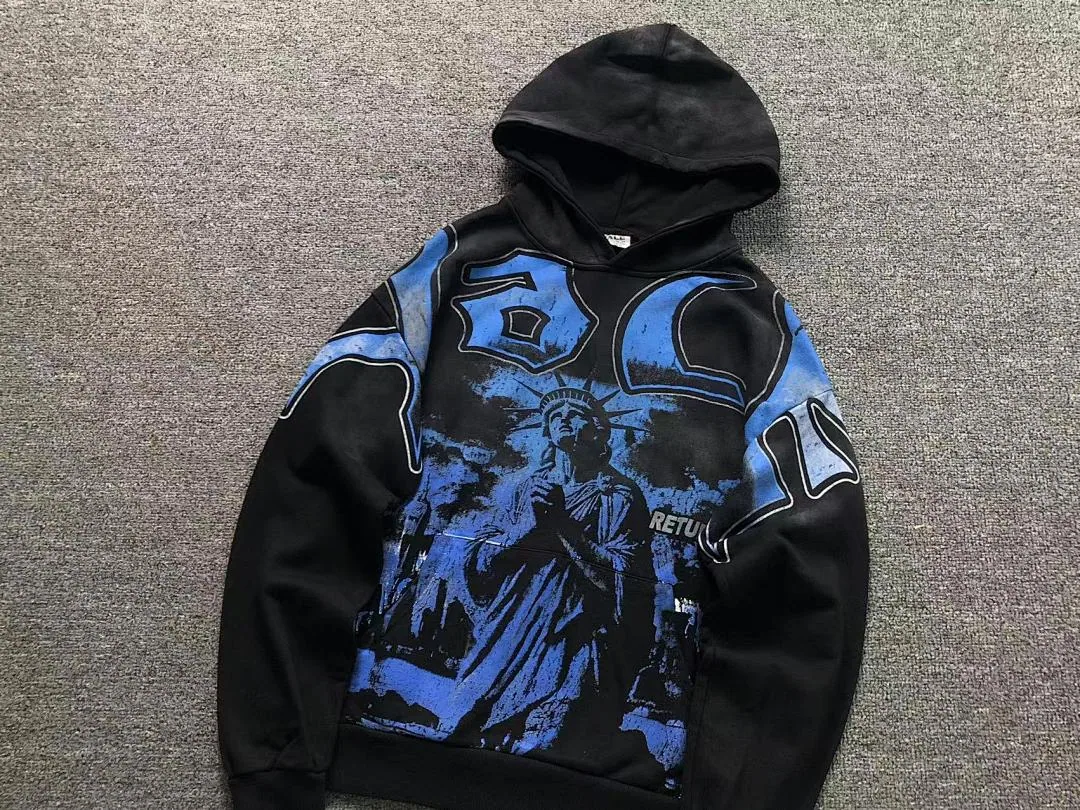 VALLEY Black Blue Skulls Horror Hoodie - photo 7