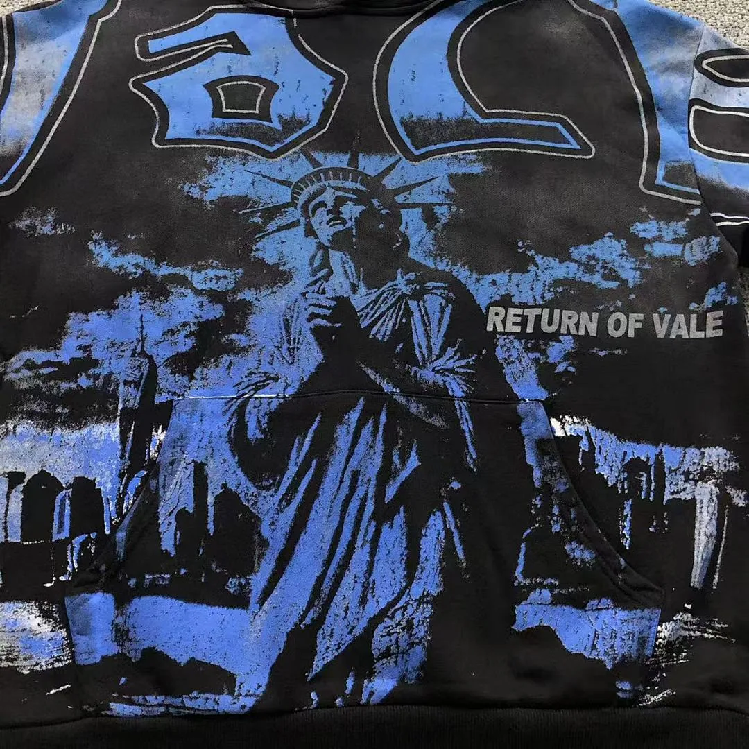 VALLEY Black Blue Skulls Horror Hoodie - photo 8
