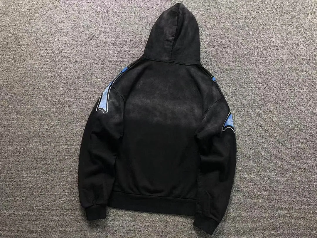 VALLEY Black Blue Skulls Horror Hoodie - photo 11
