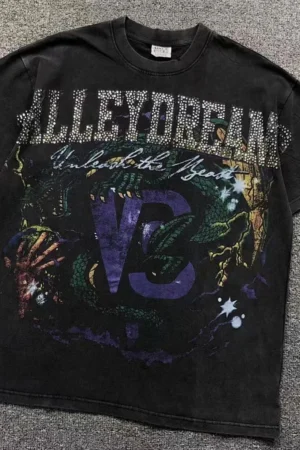 VALLEY Black Vc Unbreakable Dragon Print T-Shirt