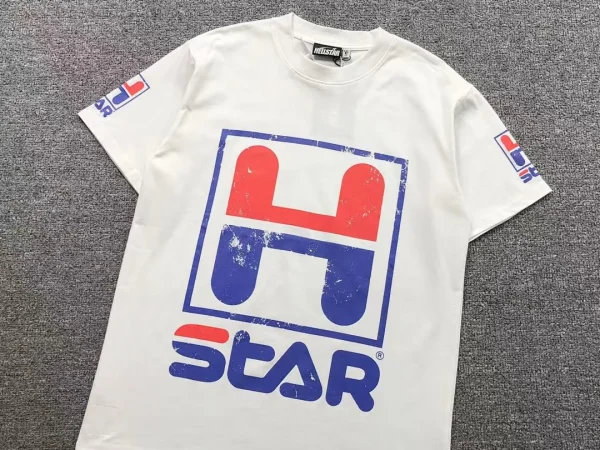 HELLSTAR White H Star Big Logo T-Shirt - size reference