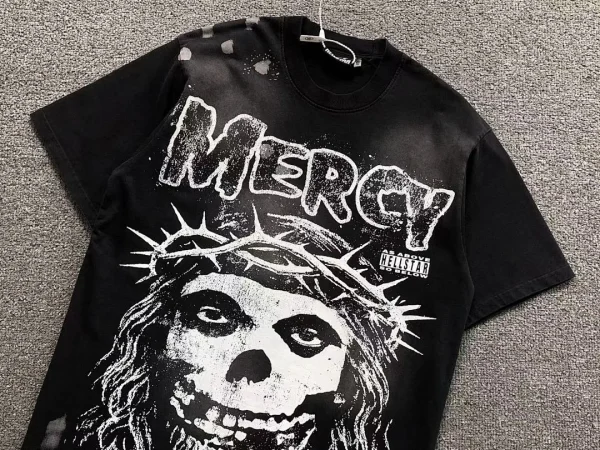 HELLSTAR Black Mercy White Skull T-Shirt - size reference