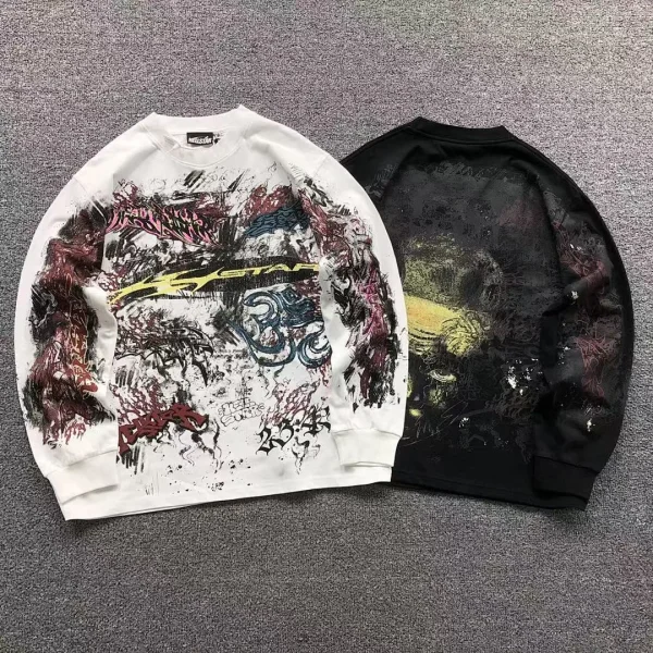 HELLSTAR White Colorful Splatter Sweatshirts Long Sleeve - front view