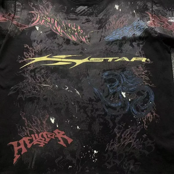 HELLSTAR White Colorful Splatter Sweatshirts Long Sleeve - fabric detail