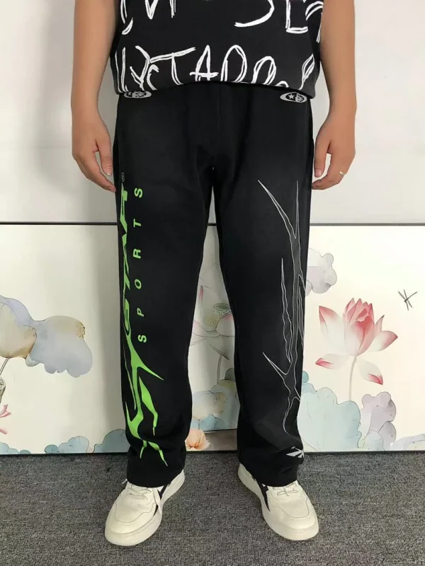 HELLSTAR Black Green Racing Pants - print detail