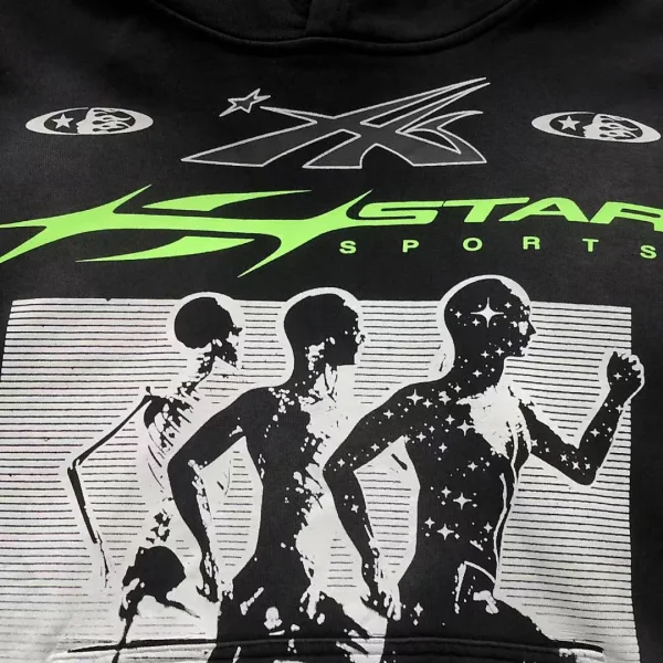 HELLSTAR Black Green Runner Hoodie - fabric detail