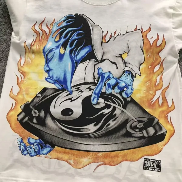 HELLSTAR White Dj Turntable Long Sleeve - styled shot