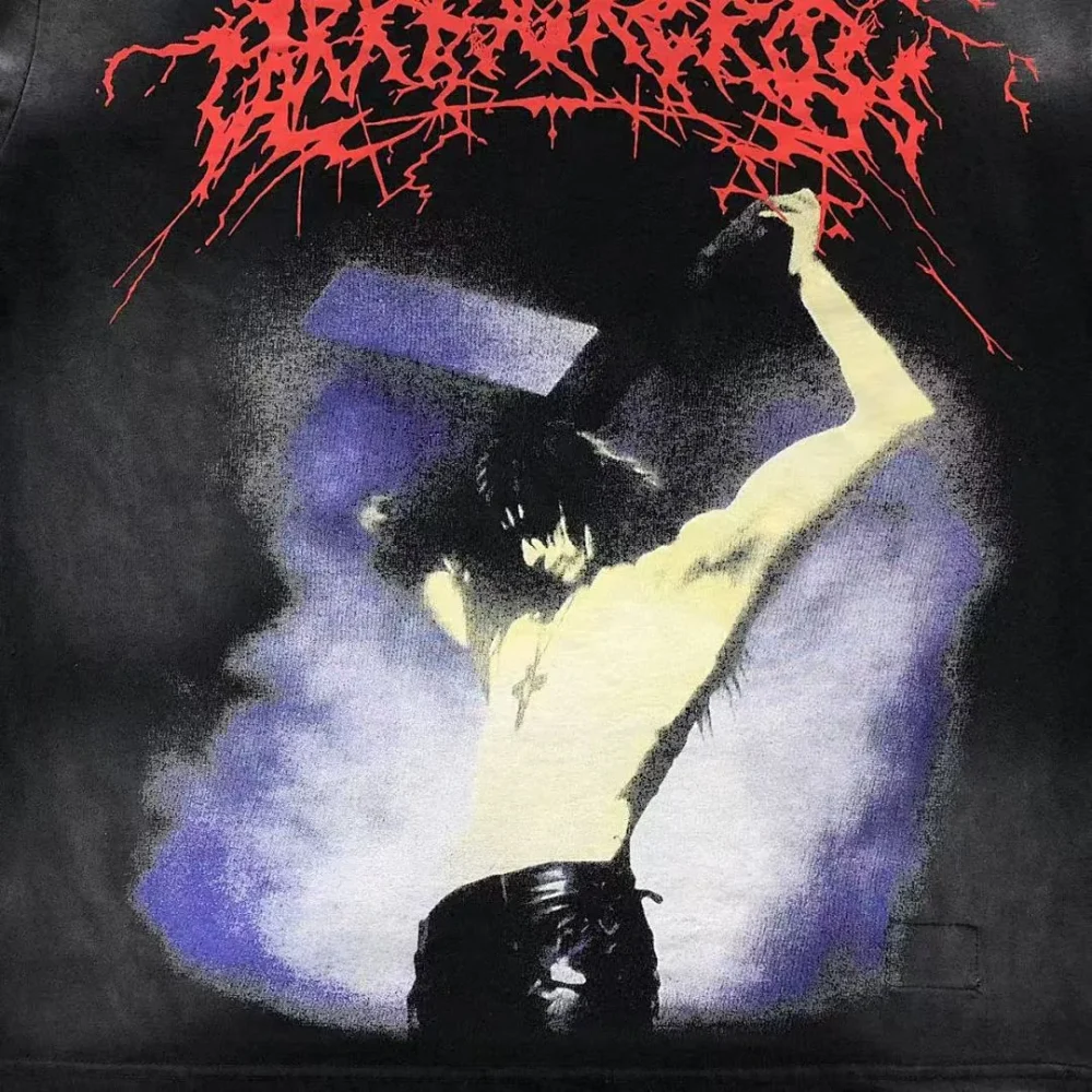 HELLSTAR Black Red Metal Rock Band Portrait T-Shirt - second colorway
