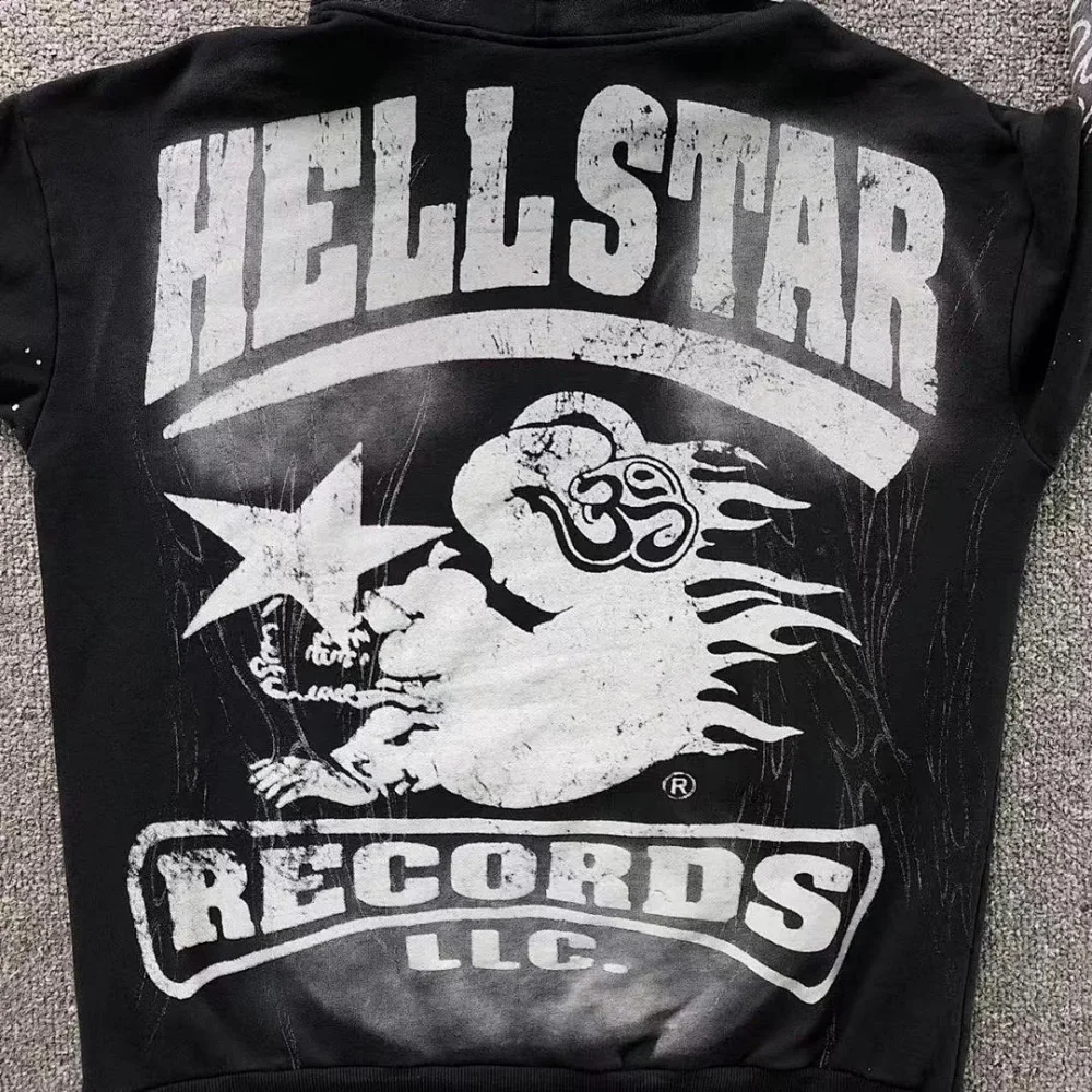 HELLSTAR Black Records Skull Hoodie - styled shot