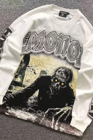 MIXED EMOTION White Zombie Grave Long Sleeved