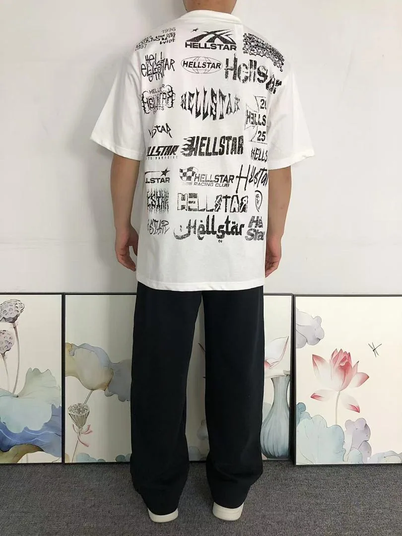 HELLSTAR Cream B/w Hands Head Print T-Shirt - full look
