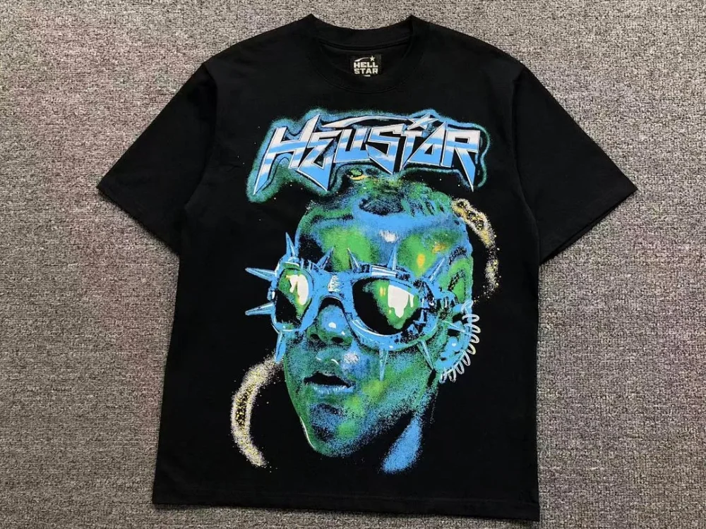 HELLSTAR Black Green Alien Tentacles T-Shirt - close-up detail