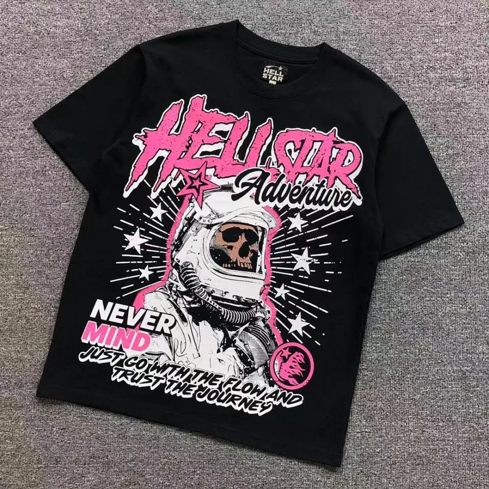 HELLSTAR Black Adventure Astronaut T-Shirt - front view