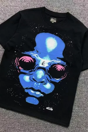 HELLSTAR Black Blue Space Face T-Shirt