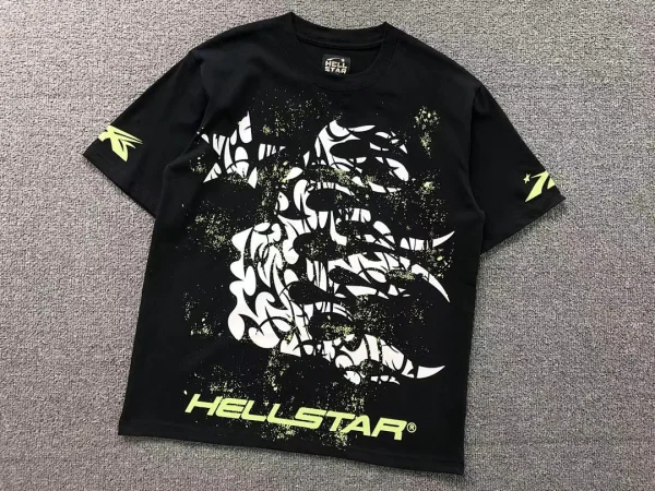 HELLSTAR Black B/w Hand Drawn Flame T-Shirt - alternate angle