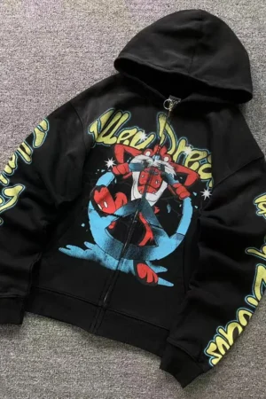 VALLEY Black Skeleton Horror Hoodie
