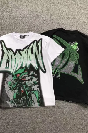 MIXED EMOTION White & Black Green Graffiti T-Shirt