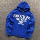 MIXED EMOTION Blue Emotions Never Die Text Hoodie