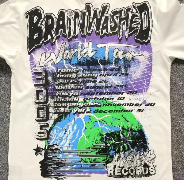 HELLSTAR White Brainwashed Colorful T-Shirt - fabric detail