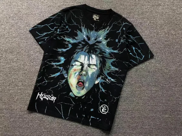 HELLSTAR Black Blue Burst Face T-Shirt - alternate angle