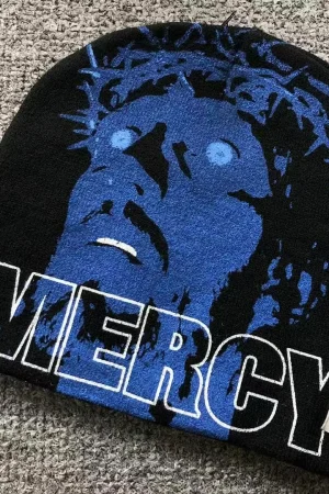 HELLSTAR Blue Mercy Jesus Beanie