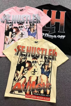 MIXED EMOTION Pink & Black & Cream Se Hustler Photo Collage T-Shirt