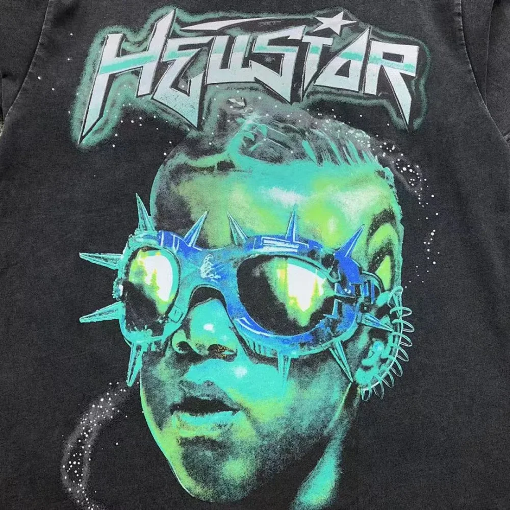 HELLSTAR Black Green Alien Sunglasses T-Shirt - styled shot