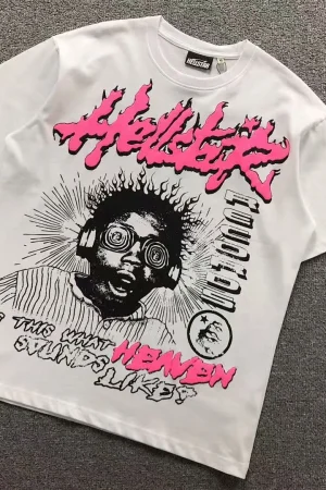 HELLSTAR White Pink Gas Mask Figure T-Shirt