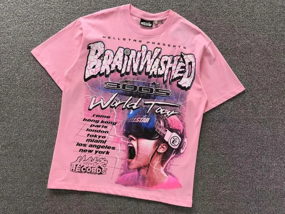 HELLSTAR Pink Brainwashed World Tour T-Shirt - alternate angle