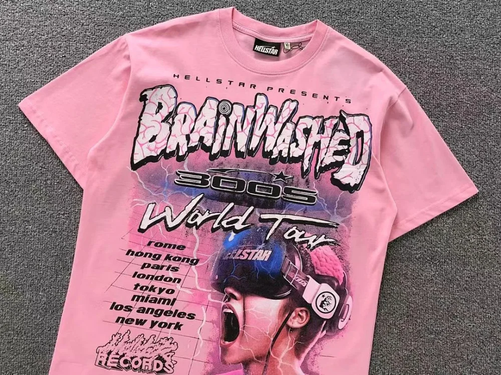 HELLSTAR Pink Brainwashed World Tour T-Shirt - size reference