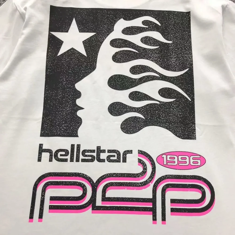 HELLSTAR White Black Box Flame Face 1996 P2P T-Shirt - front view
