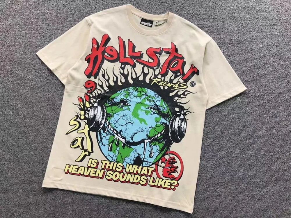 HELLSTAR Cream Green Earth Heaven Sounds T-Shirt - alternate angle