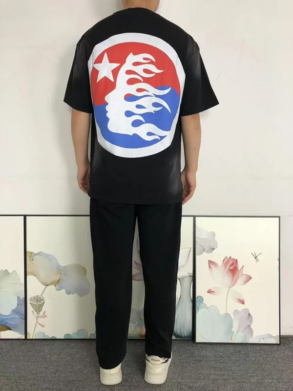 HELLSTAR Black Washed Red Blue Circle T-Shirt - full look