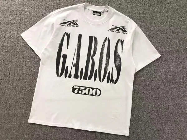 HELLSTAR White G.a.b.o.s 7500 T-Shirt - size reference